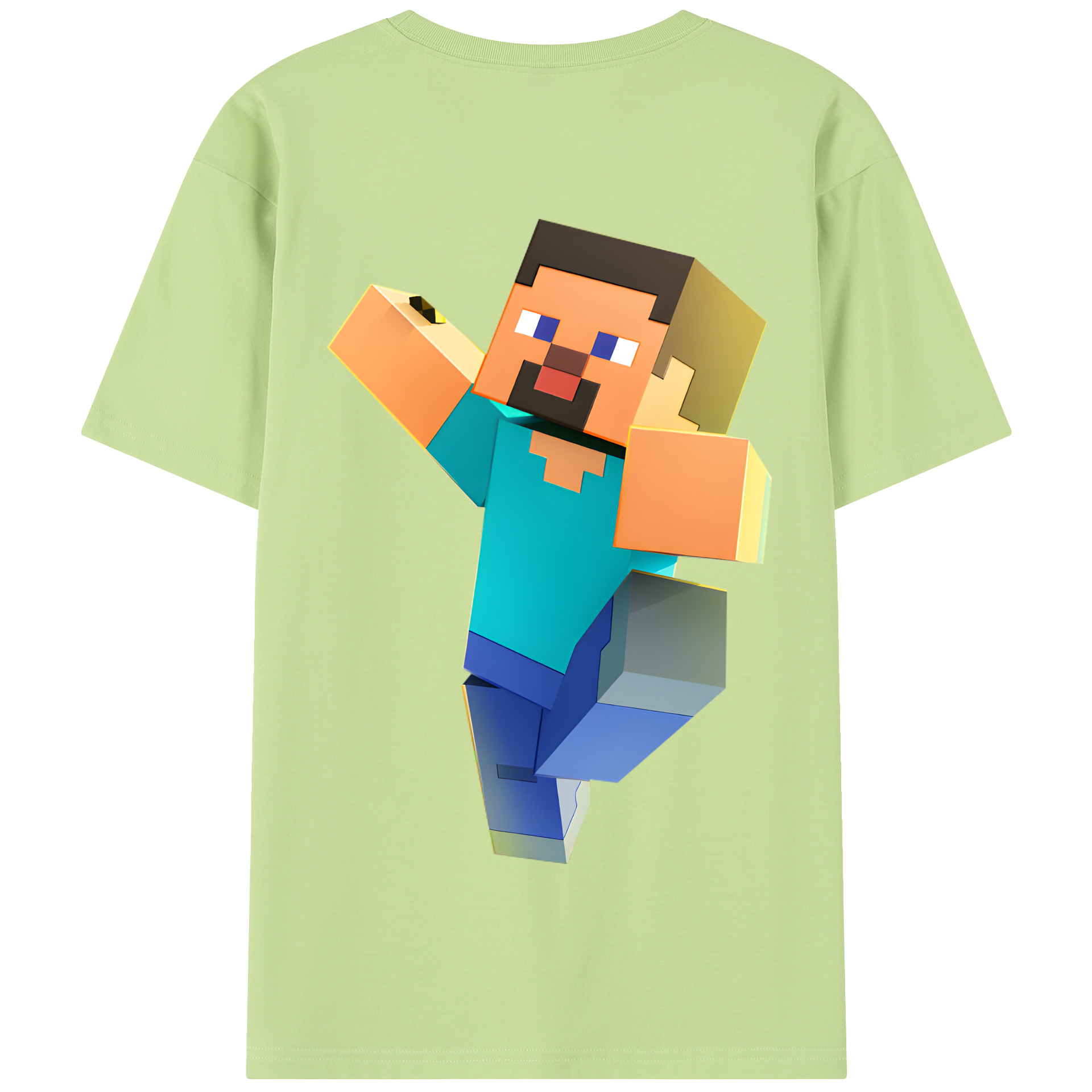 （画像用） マインクラフト ブロックの世界 Minecraft MC Block world 綿100％半袖Tシャツ（背面プリント）
